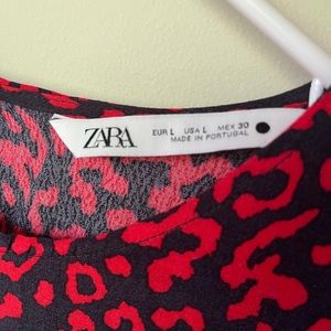 Zara red leopard midi tent dress
